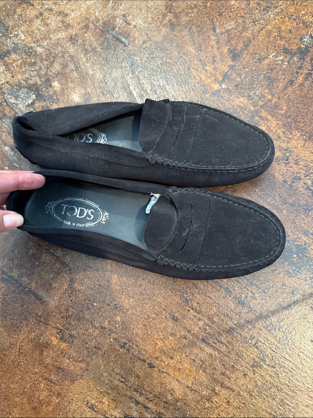 Tod's Black Suede Penny Loafers for Men size 41.5